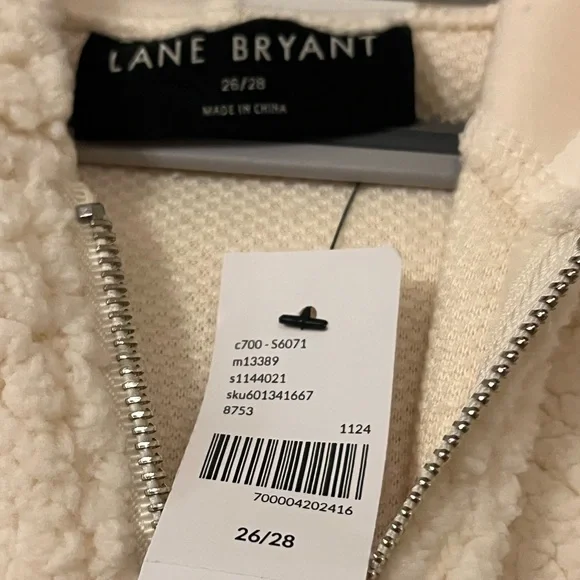 Lane Bryant cream sherpa full-zip hoodie- size 26/28- new with tags - Picture 5 of 6